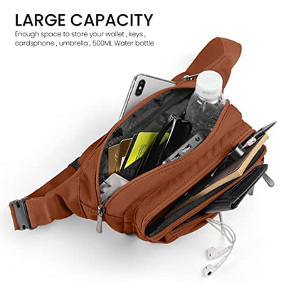 CXWMZY Fanny Packs For Women & Men Waist Pack Hip Bum Bag with Multi-Pockets Large Capacity Waterproof Casual Bum Bag for Disney Traveling Casual Cycling Running Hiking (Brown1) - color: Brown1
