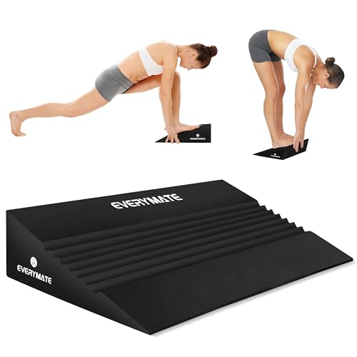EVERYMATE Squat Wedge, Extra Large Squat Wedge Block, Squat Wedges Weightlifting, Calf Stretching, Slant Board for Squats, Heel Elevated Squat Wedge, Knees Over Toes Squats, Calf Wedge Stretching Block - size: 20 degrees