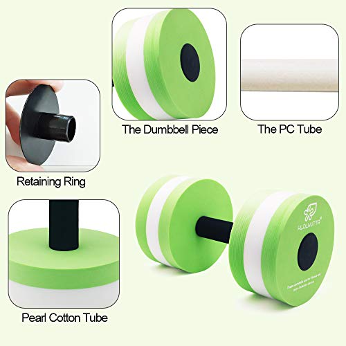 Water Dumbbells, Pool Weights for Water Exercise, 2 Pcs Aquatic Barbells - color: Green