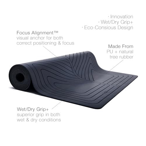 agoy PRO+ WARRIOR - Premium Non-Slip Yoga Mat – Eco-Conscious Design - PU Mat With Wet/Dry Grip+ - Focus Alignment - Lazer-Etched Technology - A Portable Standard Size Mat for All Styles of Yoga