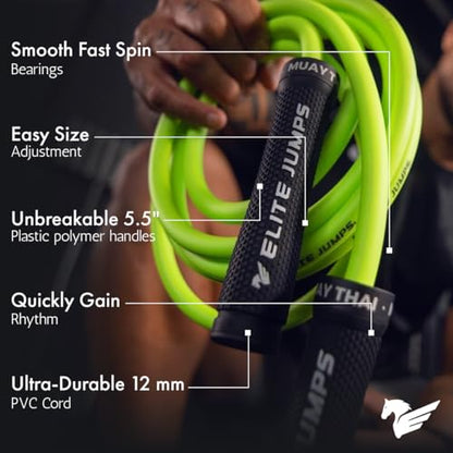 Muay Thai 3.0 Weighted Jump Rope for Men & Women - Professionally Designed for High-Intensity Training | Muay Thai, MMA & Fitness Jump Rope - Full Body Workout Weighted Rope
