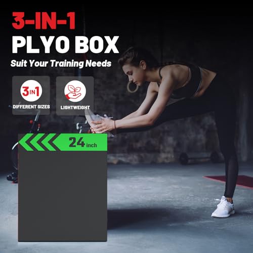 papababe 3-in-1 Plyometric Box Multi-use Jumping Exercise Equipment Trainer with Anti Slip Surface and High Density Foam for Workout Training