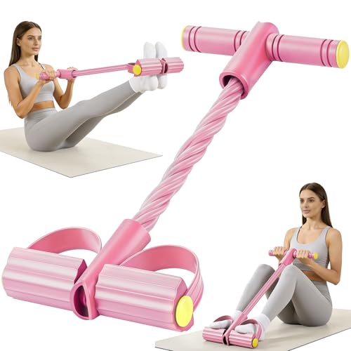 Upgraded Pedal Resistance Band with Handle, Soft Durable Fashion Puller Exercise with Thickened 6 Tension Ropes, Tube Pedal Resistance Device for Abdomen, Waist, Arm, Leg, Core/ABS - color: Pink