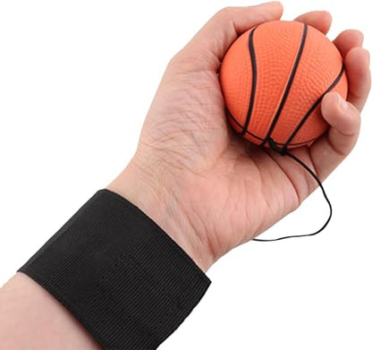 Jinshining Basketball Wrist Return Ball, Sports Wrist Balls on a String, 2.36 Inch Rubber Rebound Bouncy Wristband Balls on Elastic String for Wrist Exercise or Play Speed and Agility Training