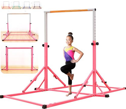 MARFULA Gymnastic Kip Bar for Kids Teens Ages 3-25 of All Gymnastic Levels - color: Pink (New Style - 8 Ft Base)