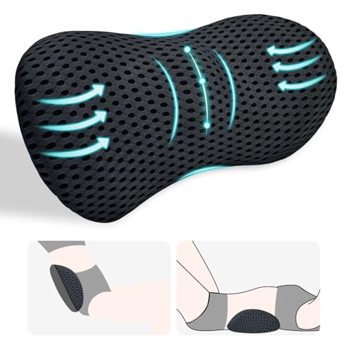 Lumbar Support Pillow, Back Pillow for Low Back Pain Relief, Ergonomic Streamline Car Seat, Office Chair, Recliner and Bed (Black)