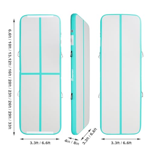 FBSPORT Inflatable Air Gymnastics Mat Training Mats 4/8 inches Thickness Gymnastics Tracks for Home Use/Training/Cheerleading/Yoga/Water with Pump