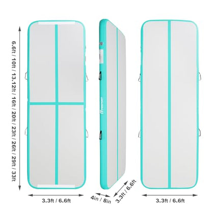 FBSPORT Inflatable Air Gymnastics Mat Training Mats 4/8 inches Thickness Gymnastics Tracks for Home Use/Training/Cheerleading/Yoga/Water with Pump