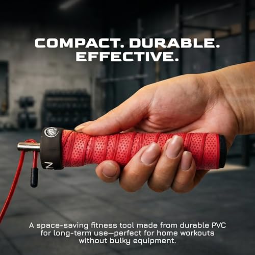 Weighted Jump Rope for Men & Women, 1LB Adjustable Heavy Speed Rope with Removable Handle Weights, Dual Cables for Cross Training, Boxing, Cardio & Home Workouts Durable Adult Fitness Jump Rope - Red