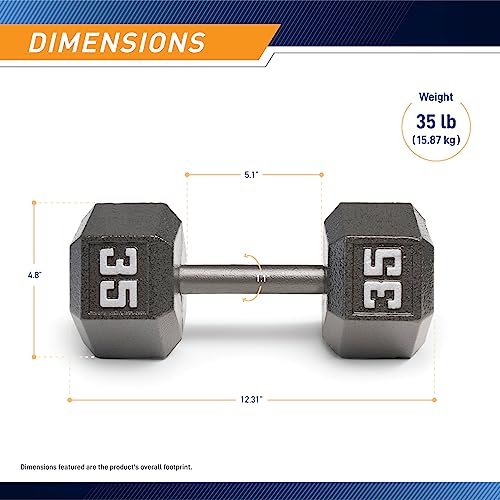 Marcy Cast Iron Hex Dumbbells Collection - Available size from 3-lb to 100-lb, SOLD INDIVIDUALLY - style: 35lbs