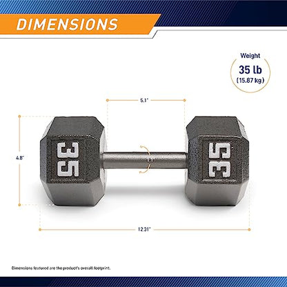 Marcy Cast Iron Hex Dumbbells Collection - Available size from 3-lb to 100-lb, SOLD INDIVIDUALLY - style: 35lbs