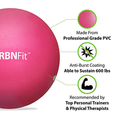 URBNFit Mini Exercise Ball 9” – Small Pilates & Yoga Stability Ball for Core Strength, Balance, Pregnancy & Physical Therapy – Anti-Burst Swiss Ball w/Quick Pump – Home, Office, Gym
