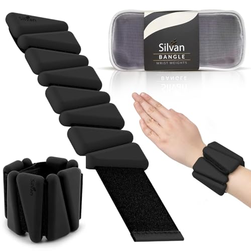 Adjustable Wrist & Ankle Weights for Women & Men, 2 Pieces, 1 lb Each (2 lbs Total), Weighted Bangles for Walking, Running, Yoga, Pilates, Barre, Cardio & Home Workouts - color: black