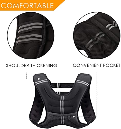 Weighted Vest for Women and Men 8 12 16 20 25 30 Lbs with Reflective Stripe and Double Adjustable Buckle Straps Weight Vests for Strength Training, Jogging, Cardio, Weight Loss