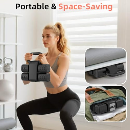2-in-1 Adjustable Dumbbell Set, Upgraded 4 Levels Hand Weights for Women Men, Each 2.2/3.3/4.4/5.5lb, Convertible Weights Dumbbells and Kettlebell Set for Home Gym Exercise & Fitness - color: Black