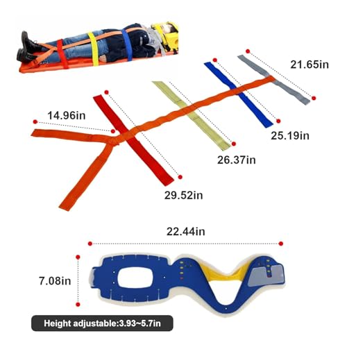 tic Spine Board Kit, 350lbs Capaci, Foldable First Aid Stretcher with Head Imlizer, Neck Brace & Spider Str for Safe Patient Transfer (2-Fold)