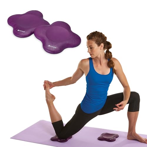 Gaiam Yoga Knee Pads (Set of 2) - Yoga Props and Accessories for Women/Men Cushions Knees and Elbows for Fitness, Travel, Meditation, Kneeling, Balance, Floor, Pilates