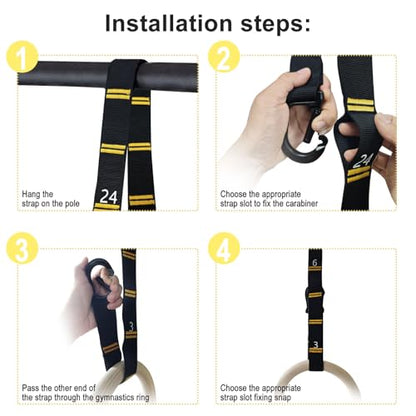 Adjustable Numbered Straps for Gymnastic Rings & Pull Up Handles, 8.2FT Long Each, 1000LBS Weight Capacity, Home Gym DIY Pull Down System Accessories(Only Straps No Rings)