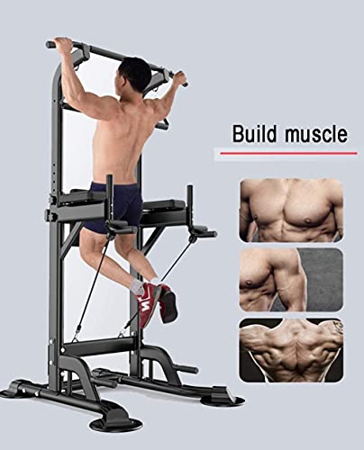 Power Tower Pull Up Bar Dip Stands Pull up Dip Station, Multifunctional Power Tower, Home Gym Strength Training Dip Stands, Height Adjustable (Color : White, Size : Lifting Ring)