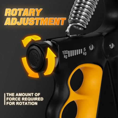 Grip Strength Trainer, Adjustable Resistance Forearm Strengthener with 11-220Lbs (5-100KG), Digital Counter, Ergonomic Hand Gripper Strengthener for Musicians, Athletes & Injury Recovery - color: Orange