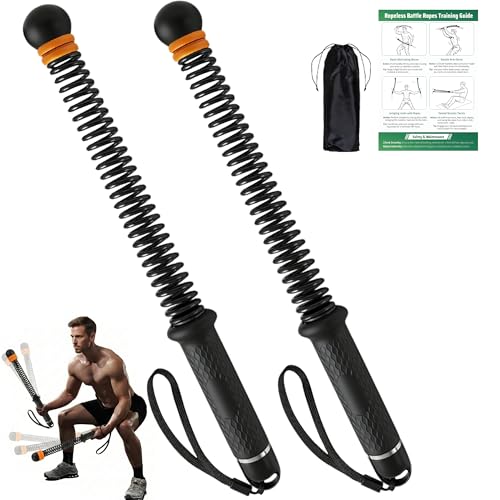 2-Pack Cordless Battle Ropes with Adjustable Weights, 3 lbs Total (1.5 lbs Each) Weighted Ropeless Training Ropes for Home Gym & Apartment, Silent Indoor HIIT Workout Equipment for Men & Women