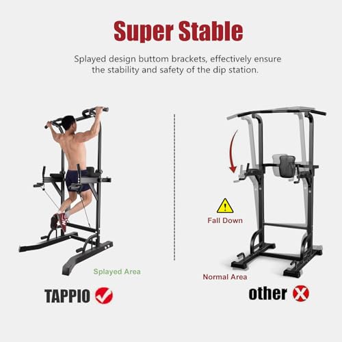 Tappio Power Tower Pull Up Bar for Home Gym, Multi Functional Pull Up Bar Stand Dip Bar Station, Adjustable Height Workout Dip Station Strength Training Fitness Equipment