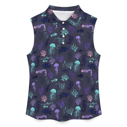 Women's Sleeveless Polo Shirts Polo Tank Tops Quick Dry Button Up Uniform Polo