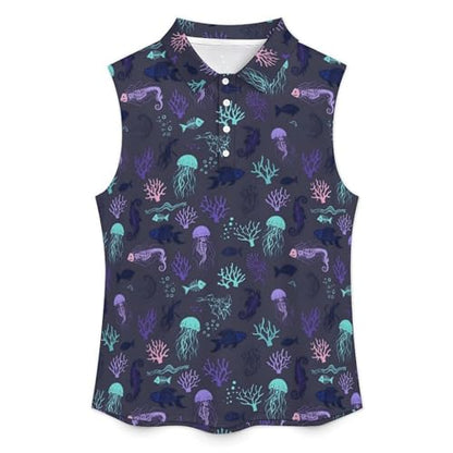 Women's Sleeveless Polo Shirts Polo Tank Tops Quick Dry Button Up Uniform Polo