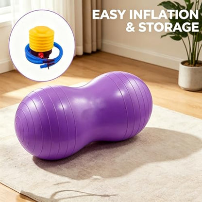 Professional Peanut Exercise Ball，Ideal for Birthing, Pregnancy, Kids Therapy, Core Strength Training, and Yoga with Pump