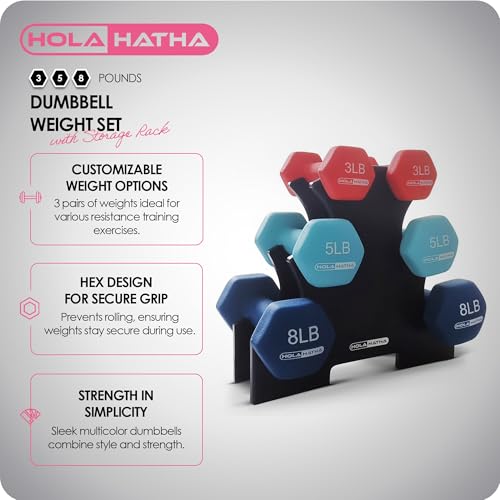 Neoprene Dumbbell Weights Set w/Rack, Home Gym Equipment - Portable Weighted Exercise Dumbbells for Fitness, Training, and Lifting Workouts