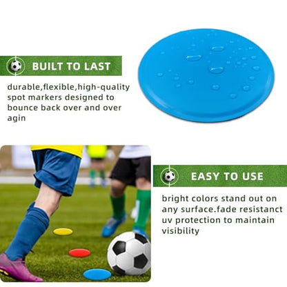 Poly Spot Markers 4inch/9 inch Non-Slip Rubber Agility Markers Flat Field Cones Floor Dots for Football, Soccer, Basketball Training Markers, School Activities, Exercise Drills, Social Distancing - style: 4 inch 24Pcs(Blue)