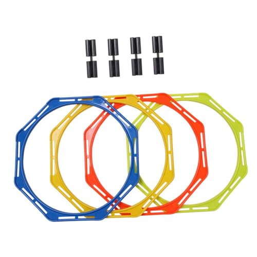 Kisangel Multi-Function Speeds Train Rings and Octangular Agility Circles Set, Portable 36cm Football Training Rings in Yellow, Orange, Blue, and Green for Soccer Speed and Agility Drills
