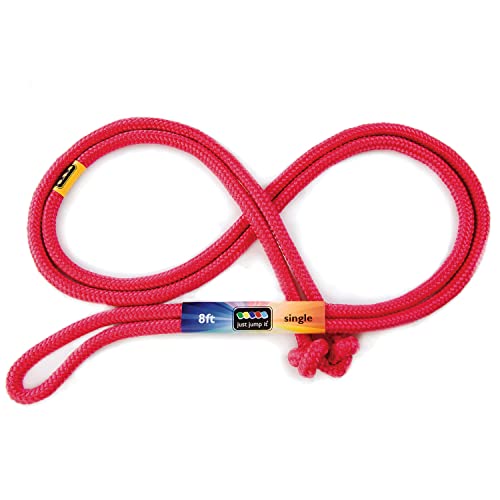 Just Jump It 8' Foot Single Jump Rope for Kids Women and Men - Active Outdoor Youth Fitness Excersing Equipment - Braided Nylon Gym Accessories - color: Red