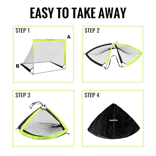 VavaCava 4'x3' Soccer Goal Set, 2 Goals, 2 Balls, Keychain, 10 Cones, Pump, Carry Bag, Portable PopUp Soccer net for Backyard, SGS Certificate