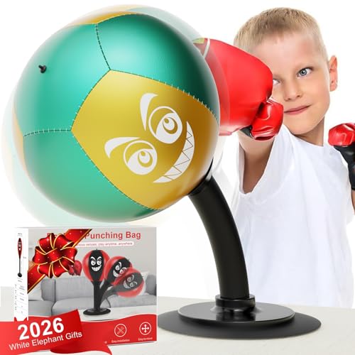 HZG Desktop Punching Bag, Stress Buster with Suction Cup for Office Table and Counters, Heavy Duty Stress Relief Ball, Desk Boxing Punch Ball, Funny Toys for Kids Coworkers and Friends - color: gold