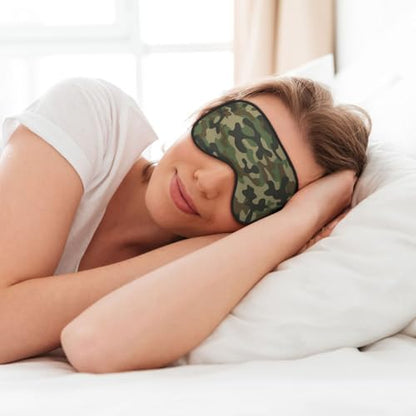 Green Camouflage Sleep Mask Eye Mask with Adjustable Strap Eye Sleep Shade Cover Blocks Light for Women Men Airplane Travel Nap - color: Green Camouflage
