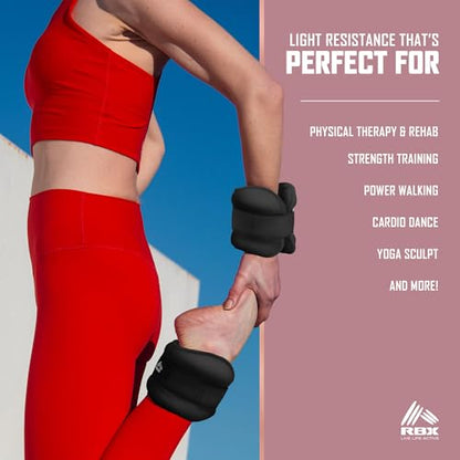 RBX Wrist & Ankle Weights Set, Adjustable Comfort Fit for Training & Toning