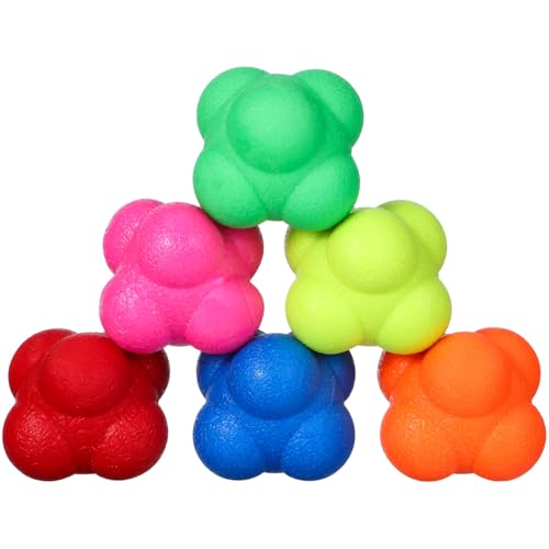 SEWACC 6 Pack Reaction Ball Set for Agility Training Hand Eye Coordination Reflex Workout Bounce Ball for Baseball Tennis Basketball Exercise
