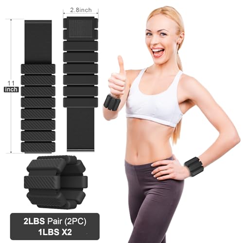 Wrist & Ankle Weights for Women, Wearable Strong Arm & Leg Weights Set of 2(1Lbs Each), Adjustable Ankle Weights for Walking, Yoga, Dance, Barre,Gym,Exercise,Pilates,Walking Running - color: Black
