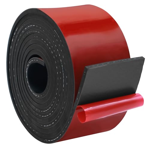 DOBTIM Adhesive Reinforced Solid Rubber Sheets, Rolls & Strips Cloth Inserted 3/16 (.187)" Thick X 3" Wide X 10'Long, Neoprene Rubber Strips Tensile-Resistant Tougher Projects