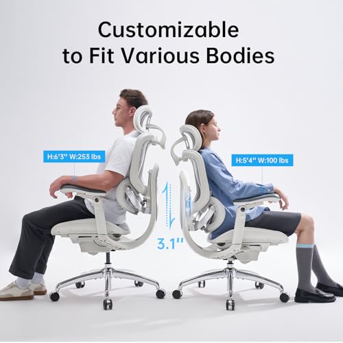 SIHOO Doro C300 Pro V2 Ergonomic Office Chair, 135° Recline, 2 Packs, White - color: White, size: Pack of 2