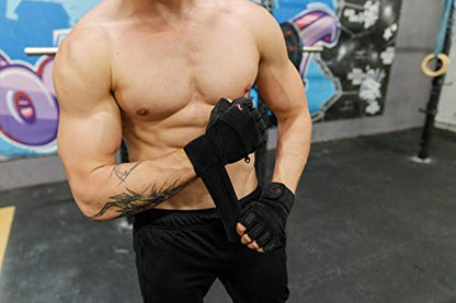 Evo 2 Weightlifting Gloves with Integrated Wrist Wrap Support-Double Stitching for Extra Durability-Get Ripped with The Best Body Building Fitness and Exercise Accessories