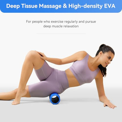 Foam Roller Medium Density Back Roller for Deep Tissue Muscle Massage of The Back and Leg Muscles - Self Myofascial Release of Painful, Wave Textured Muscle Roller, Fitness Roller for Pilates, Yoga - color: Blue