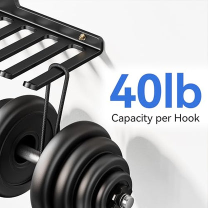Wall Mounted Home Gym Equipment Storage Rack, Cable Attachments, Lifting Belts, Jump Ropes and Chains