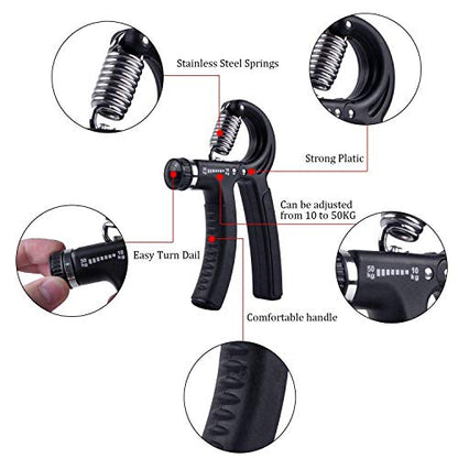 Luxon 2 Pack Hand Grip Strengthener Adjustable Resistance 22-110 Lbs (10-50kg) -Hand Grip Exerciser, Strengthen Grip, Hand Squeezer, Forearm Grip, Hand Exercise, Gripper, Finger Strengthener