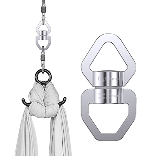 Swivel Hook for Swing, Safety Swing Swivel with 2 Carabiners, Rotational Device Swing Spinner for Web Tree Tire Rope Swing, Aerial Dance, Children’s Swing - style: Silver-1 Pack with 2 Carabiners