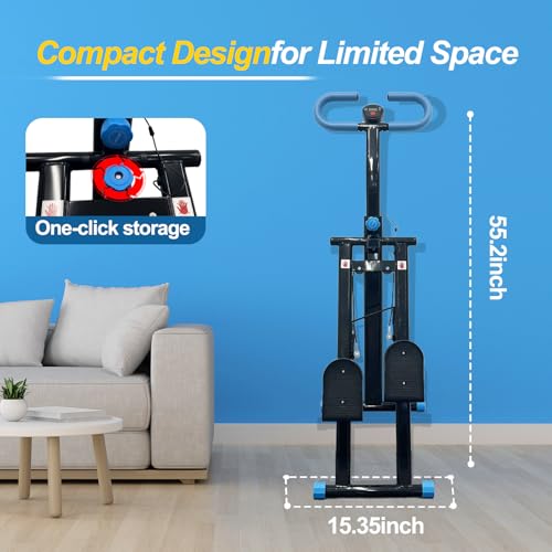 Stepper Machine Adjustable Handles, Compact Stepper Exercise Machine with LCD Display for Home Cardio Workout - color: Black