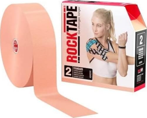 RockTape Extra Sticky Kinesiology Tape - Athletic Tape for Muscle Pain Relief, Injury Recovery - Microscopic Skin Lifting & Decompression - Sweat & Water Resistant - color: Beige, style: STANDARD
