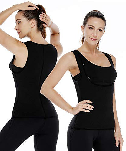 Women Neoprene Sweat Vest for Women Sauna Suit Hot Sweat Waist Trainer Vest Slimming Body Shaper - color: Black, size: X-Large