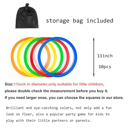 11in Hopscotch Rings-Hopscotch Game Hoops Circles with 15 Connectors for Kids Balance Agility Training Obstacle Course, Boys Girls Birthday Fun Play Indoor Outdoor Backyard Playground Activity